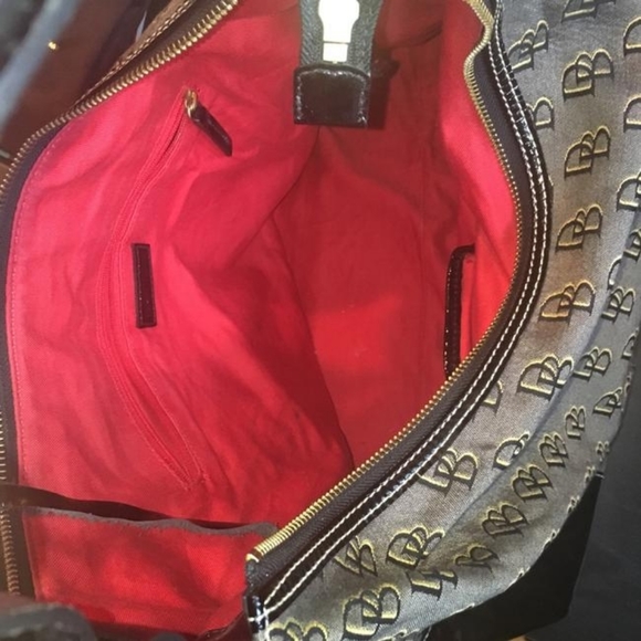 Dooney & Bourke Signature Large Black Grey Canvas - Picture 4 of 8